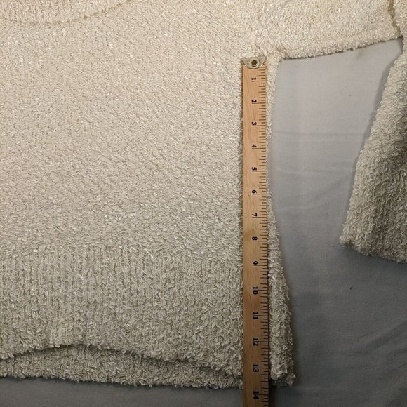 Jana Textured Knit Sweater Long Sleeve Cowl Turtle Neck Collar Cream White M Med - Picture 11 of 12